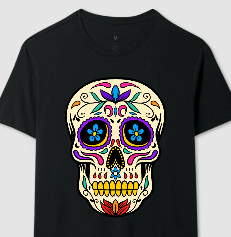 Coleção Caveiras Mexicanas - Flor Azul + Dentes Amarelos