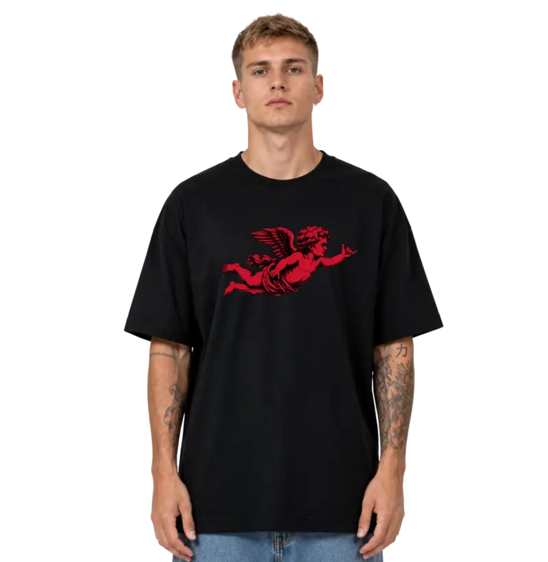 Camiseta Oversized Unissex Preta Crimson Cherub