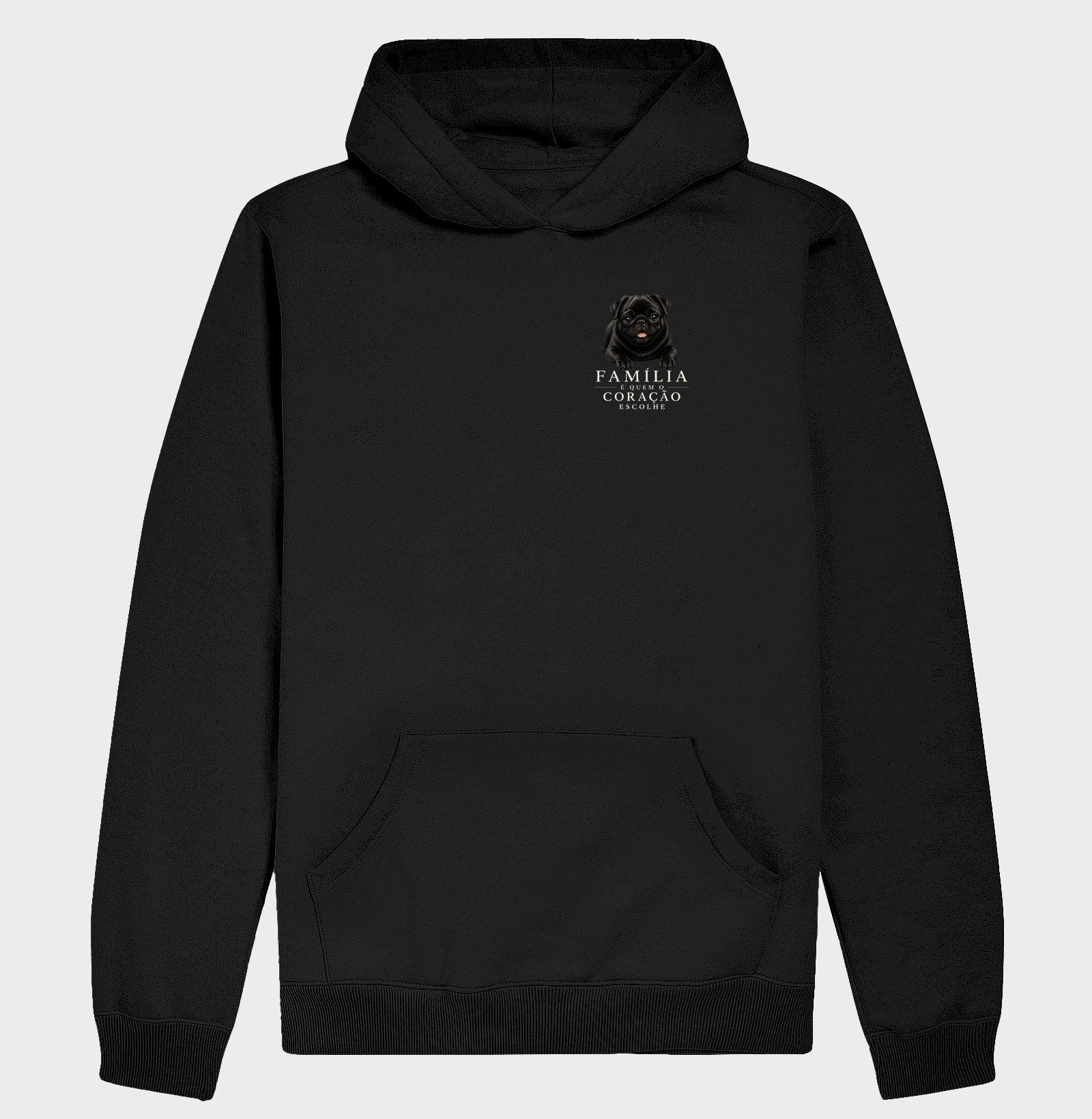 Pug Preto - Família - Hoodie Moletom