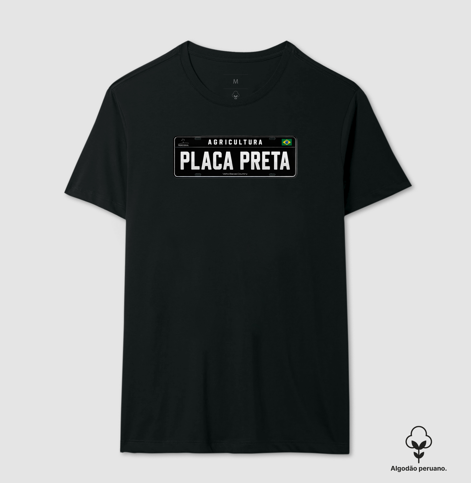 Placa Preta (agricultura) - Camiseta Algodão Peruano