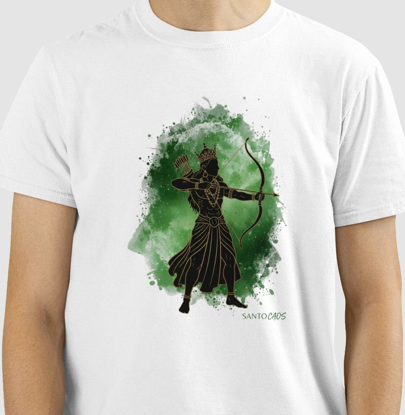 Camiseta Oxóssi - Flecha Certeira e Fartura (Aquarela)