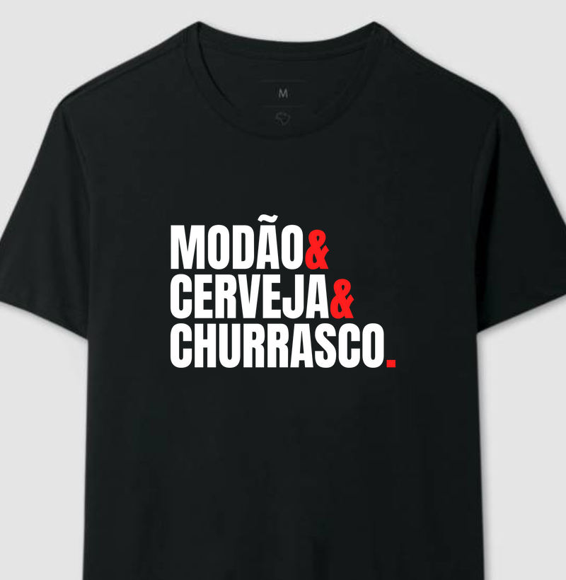 Camiseta Modão, cerveja e churrasco