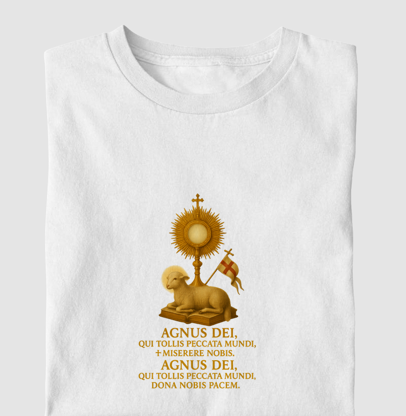 Camiseta  Agnus Dei, Qui Tollis Peccata Mundi, 2xMiserere Nobis. Agnus Dei, Qui Tollis Paccata Mundi, Dona Nobis Pacem.