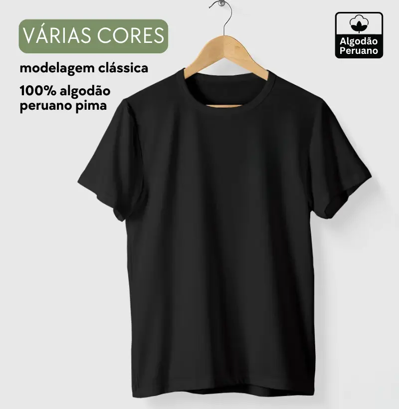 Camiseta Clássica Sem Estampa - Algodão Peruano Pima