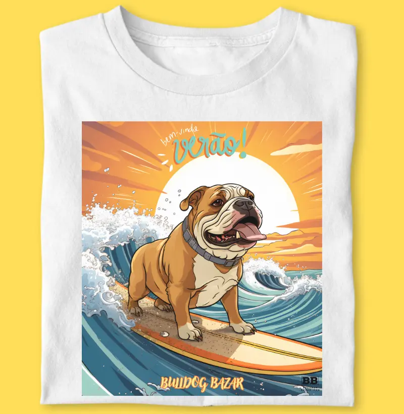 Camiseta Bulldog Ingles "Banho de Mar"