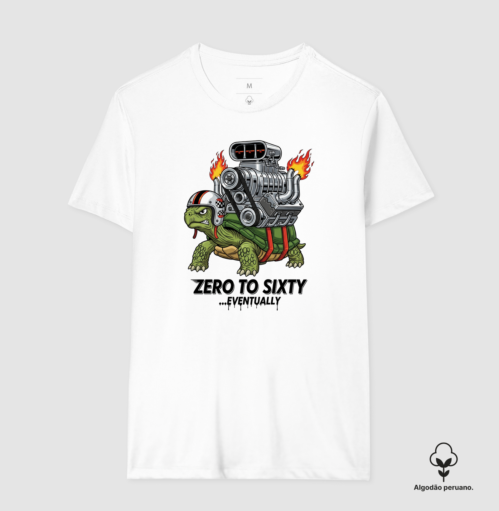 camiseta-garage-motors-kustom-zero-to-sixty-tartaruga-turbo-engracada