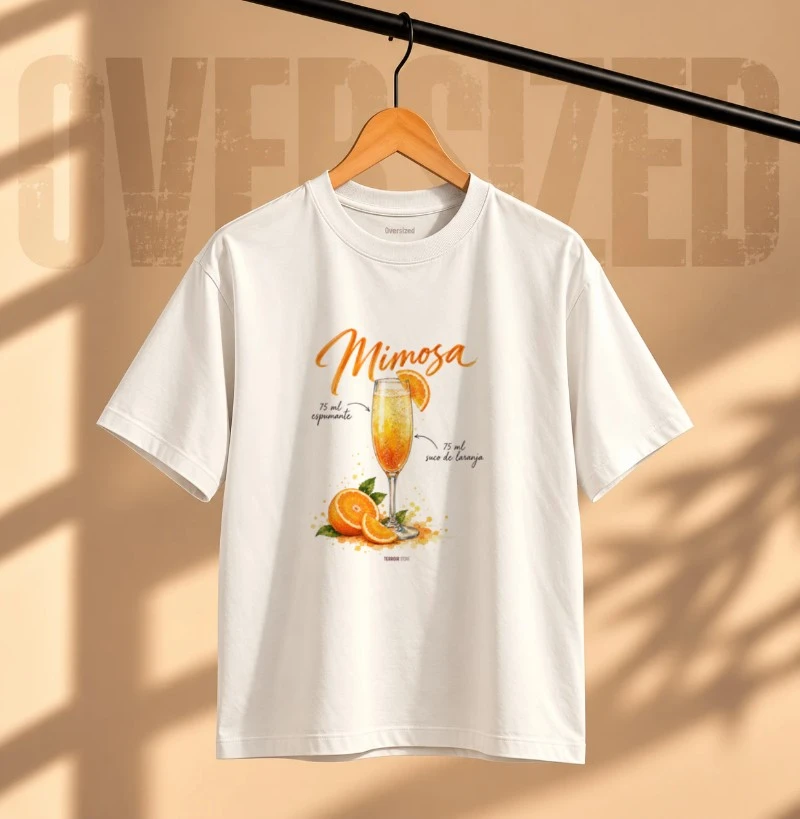 Camiseta Oversized Mimosa – Drink com Espumante e Suco de Laranja