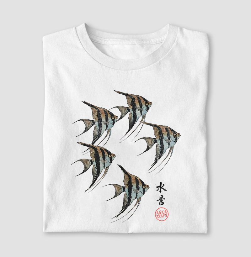 Camiseta Acará Bandeira Altum - Estilo Xilogravura Japonesa