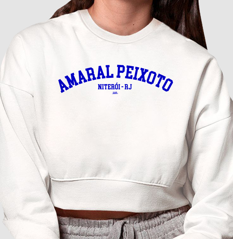 Amaral Peixoto - Azul e Branco - Cropped Moletom