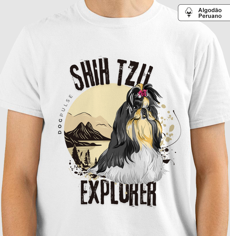 Camiseta Algodão Peruano Dog Pulse Shih Tzu Explorer – Gentle Adventurer