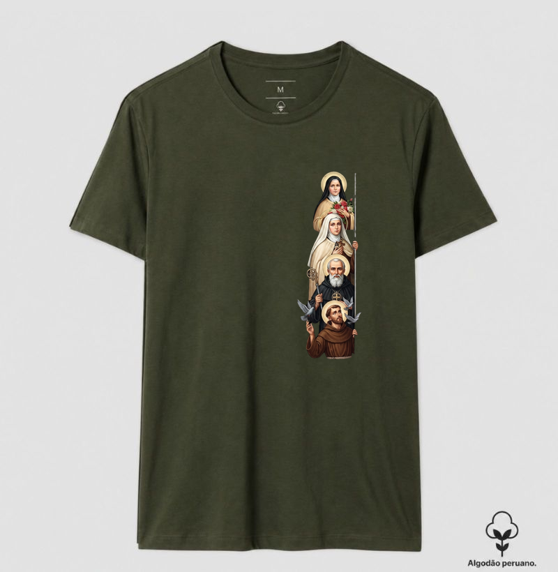 Santos Amigos - Guardiões da Fé - Camiseta Algodão Peruano