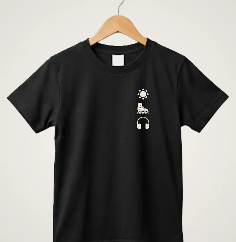 Sol, patins e música - Camiseta Infantil