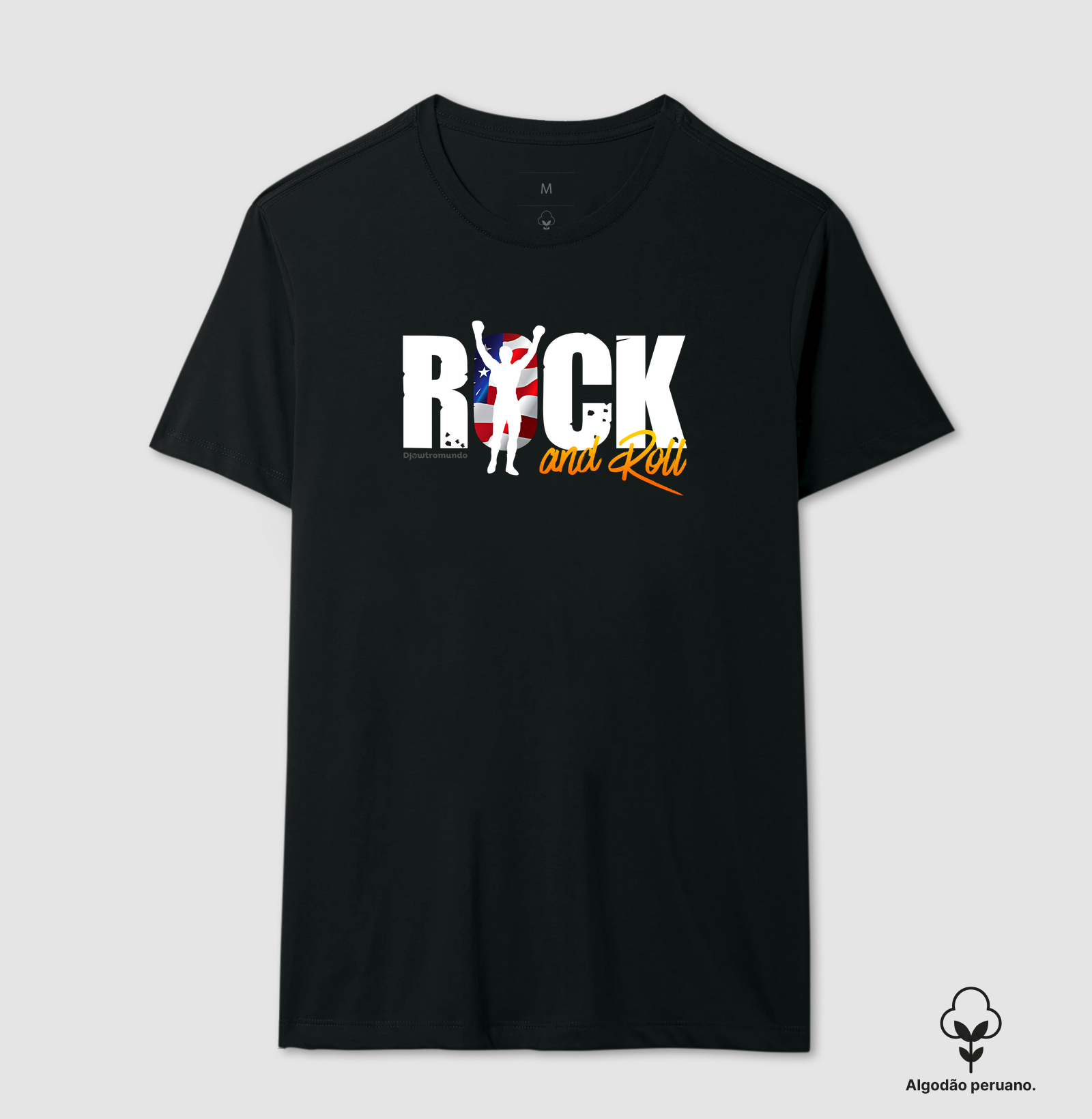 DJOWTROMUNDO® — ROCK AND ROLL - Camiseta Algodão Peruano