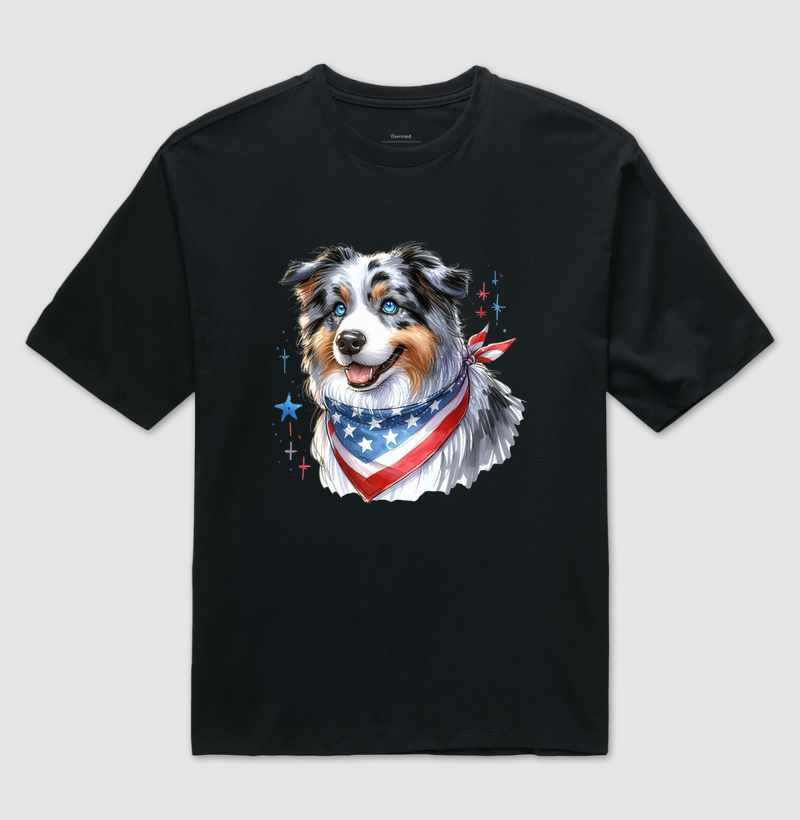 Australian Shepherd Blue Merle Bandeira