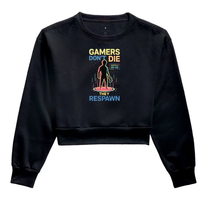 Camiseta Gamer “Gamers Don’t Die – They Respawn” | Pixel Art Glitch Estética Neon | ManaMoney