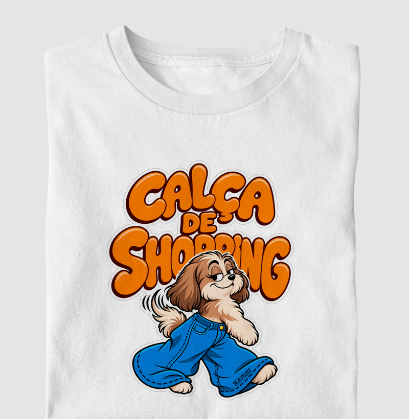 🐶👖 Calça de Shopping – Shih Tzu Edition 🛍️ - Camiseta Infantil