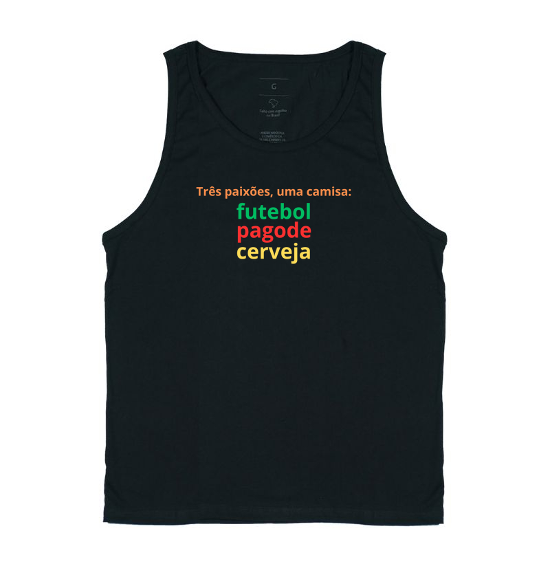 camiseta três paixões, uma camisa: futebol, pagode e cerveja
