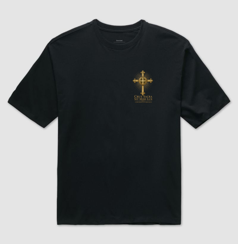 Camiseta São Bento - Cruz Sagrada - estampa pequena no peito