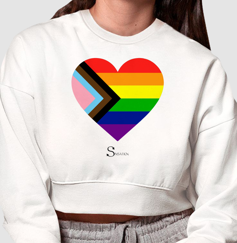 Cropped Moletom - Orgulho - Coração Flag