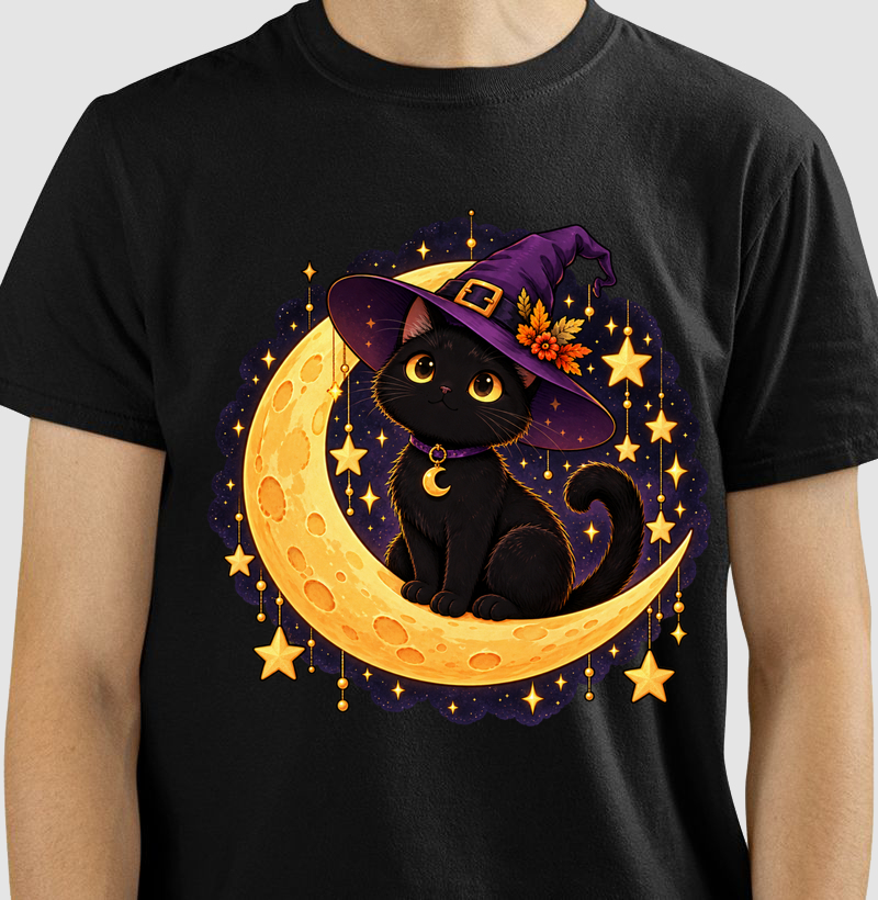 Gatoween - Bruxaria na Lua - Camiseta