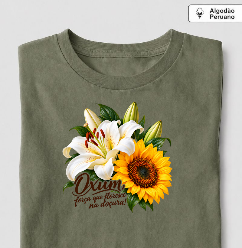 Oxum, força que floresce na doçura! - Camiseta Algodão Peruano