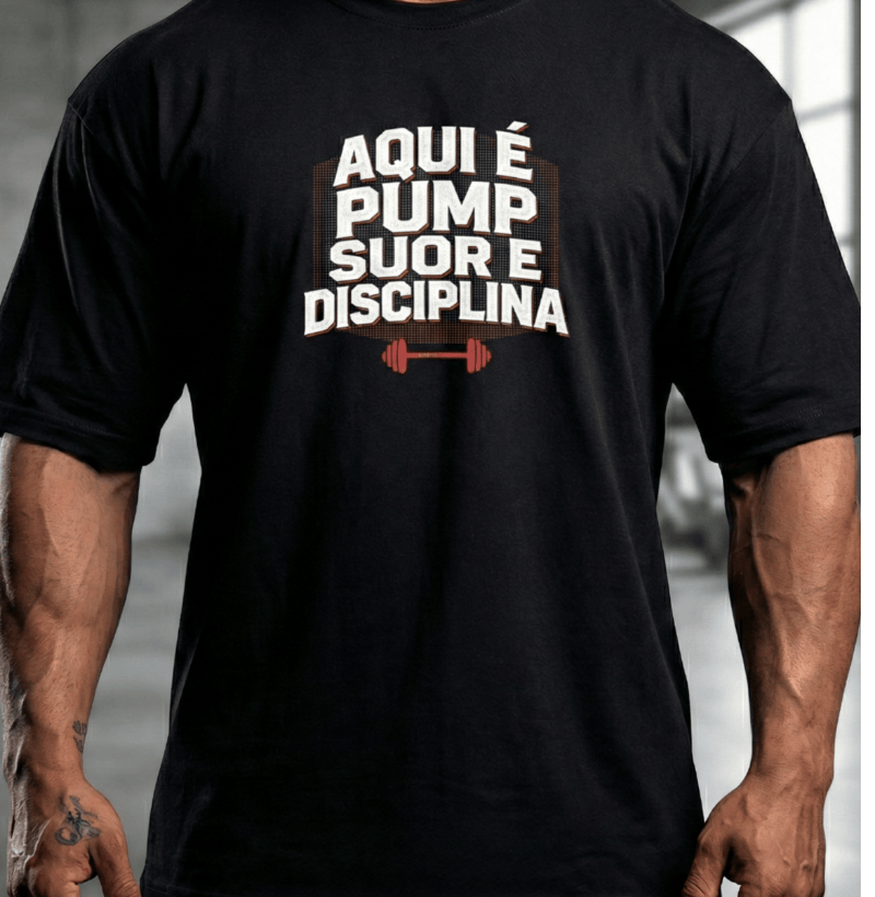 Camiseta Oversized - Aqui é pump, suor e disciplina