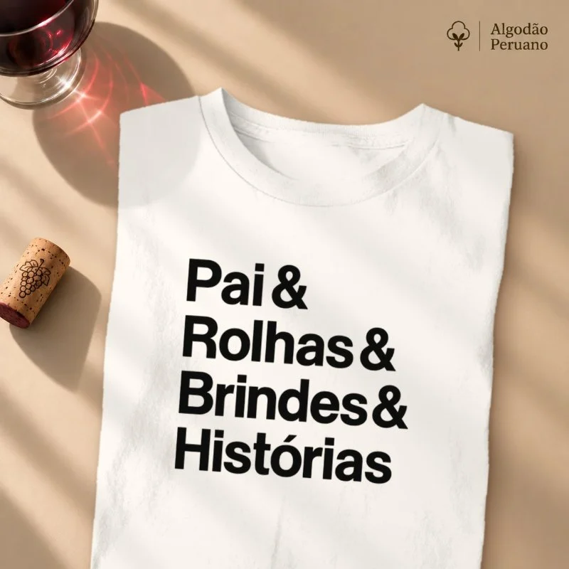 Camiseta Vinho - Pai & Rolhas & Brindes & Histórias
