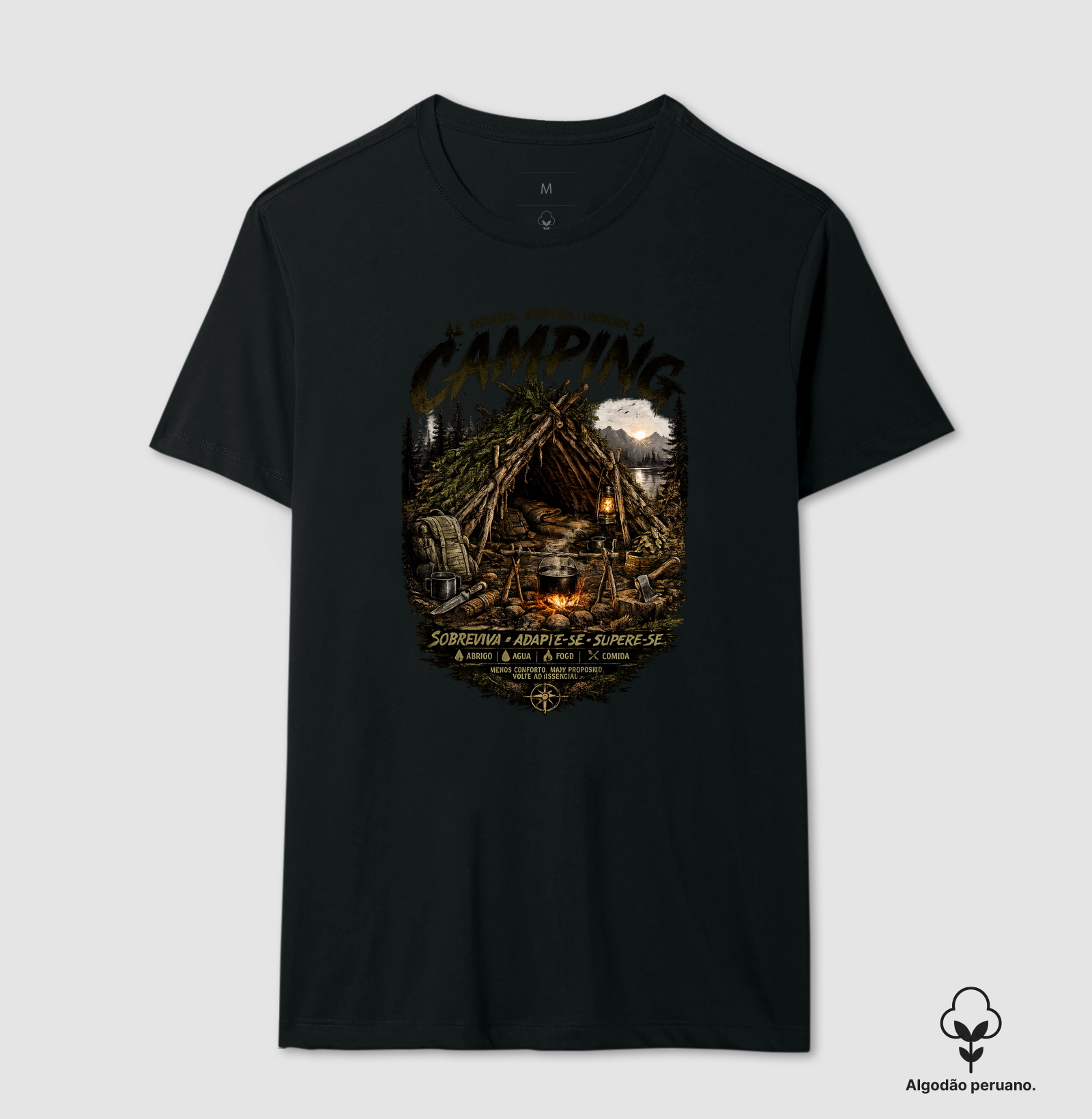 Camping Survival - Camiseta Algodão Peruano