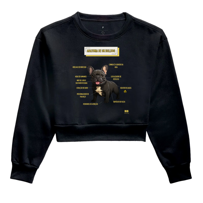 Cropped Moletom Bulldog Frances "Anatomia de um Bulldog II"