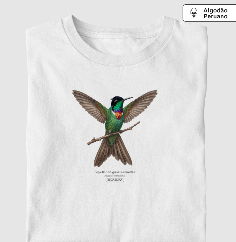 Traços Alados - Beija-flor-de-gravata-vermelha - Algodão Peruano