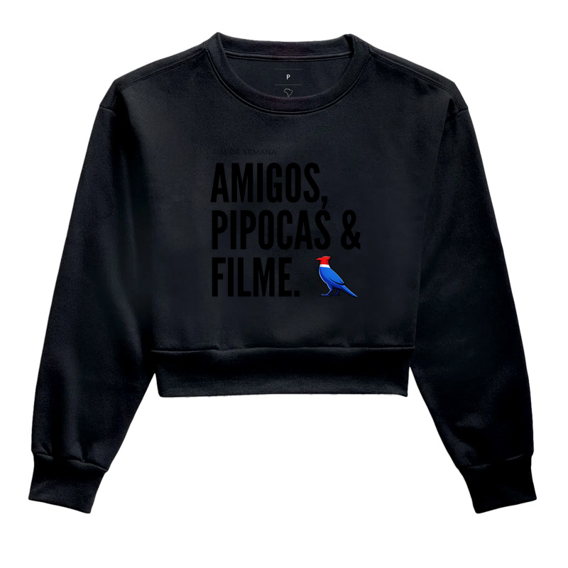 Essa estampa combina com quem tem um estilo urbano e alegre. É uma peça que comunica personalidade e bom humor, ótima para usar em encontros de fim de semana ou para presentear alguém que adora cinema e diversão.