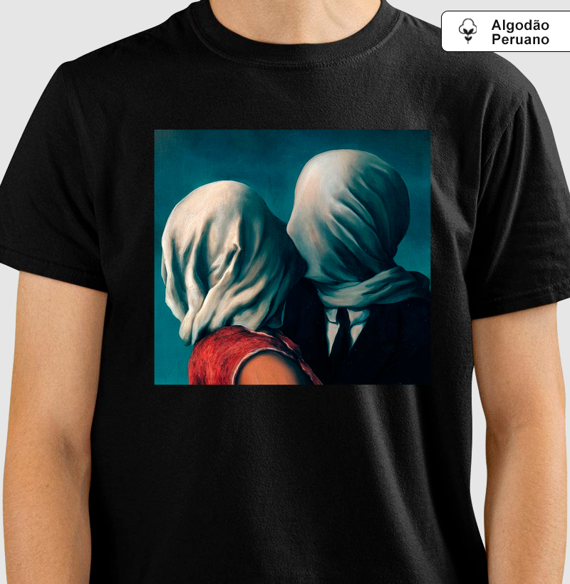 Camiseta Os Amantes Magritte Arte Slub Algodão Peruano 