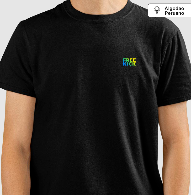 CAMISETA ALGODÃO PERUANO FREE KICK CORES BRASIL BOLSO