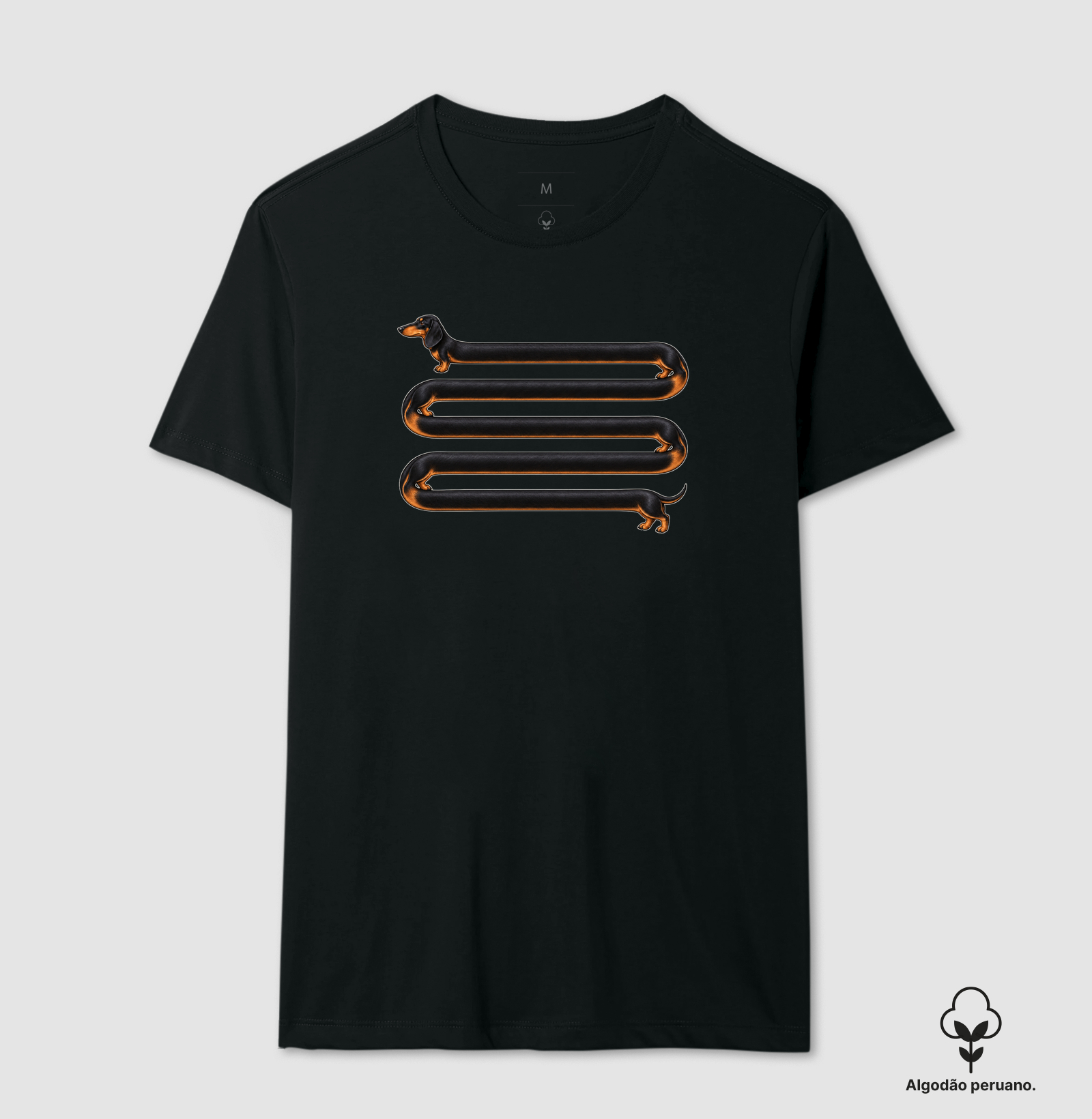 Salsicha Preto Enrolado - Camiseta Algodão Peruano