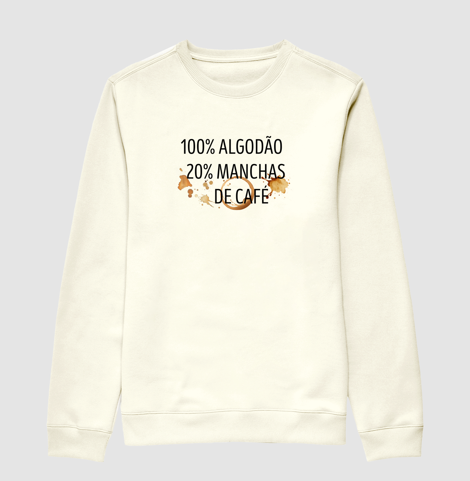 100% Algodão 20% Manchas de café