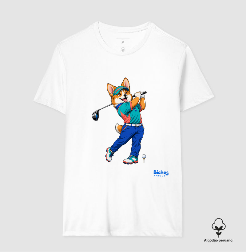 Corgi Golf - Camiseta Algodão Peruano