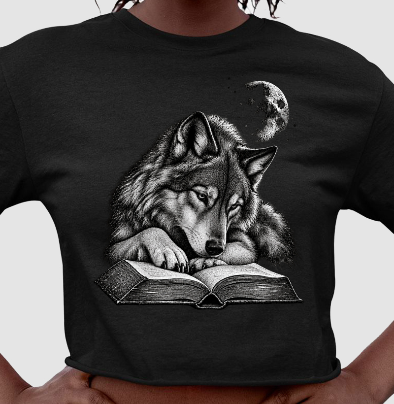 Lobo Leitor ao Luar - Cropped