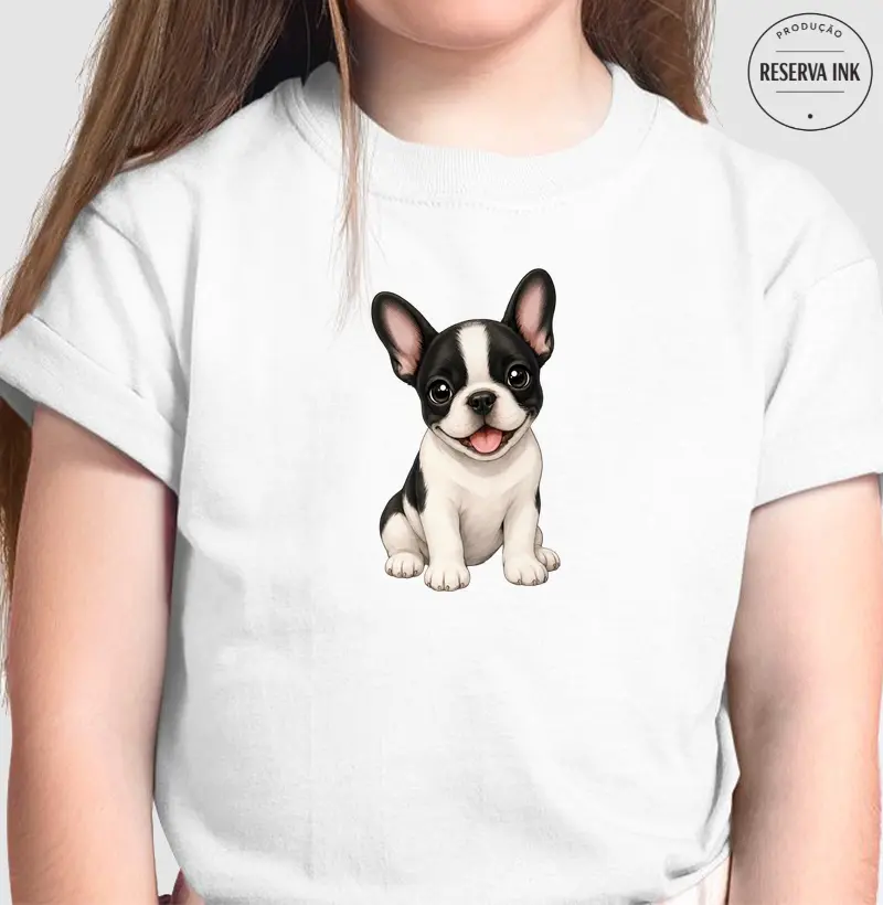 Bulldog (Buldogue) Francês Preto e Branco - Desenho Animado