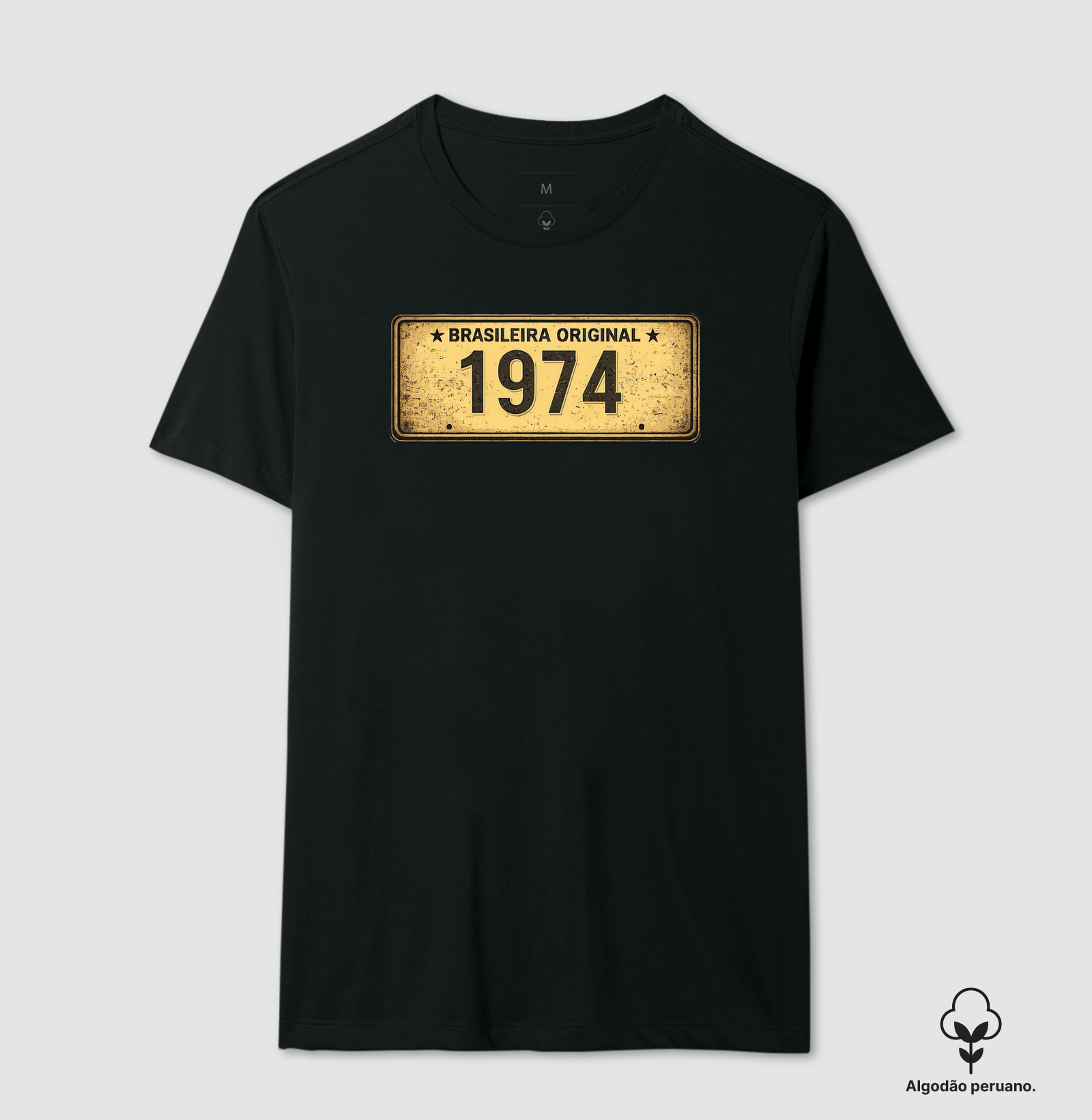 BRASILEIRA PLACA AMARELA 1974 - Camiseta Algodão Peruano