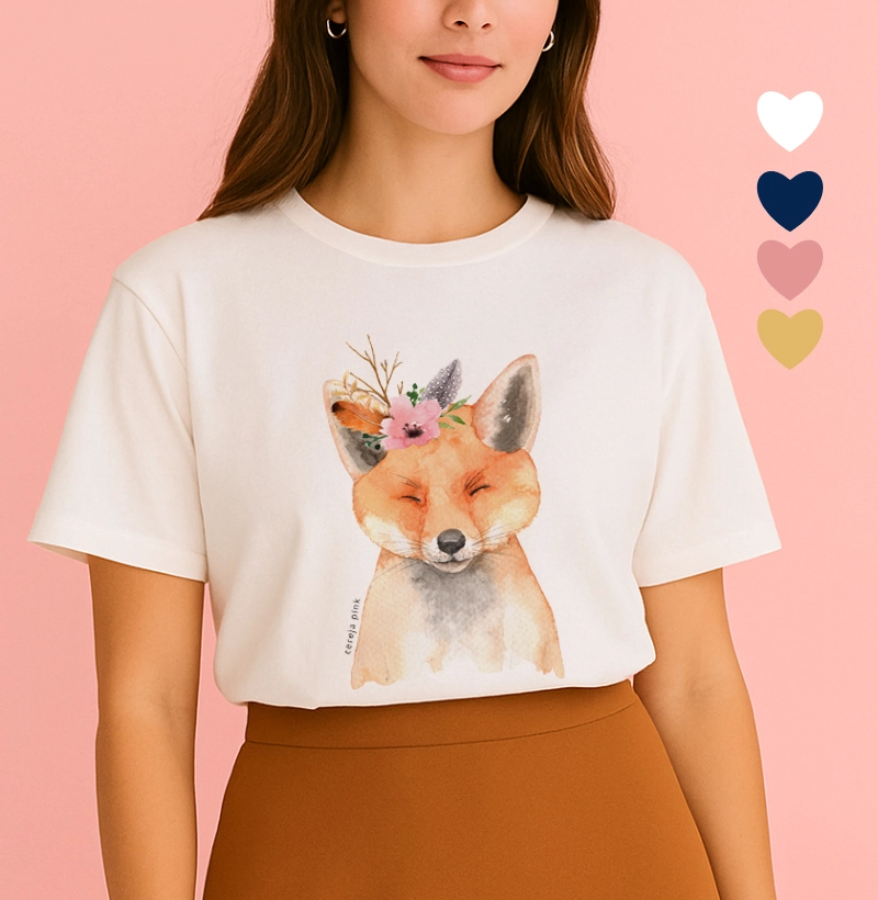 Camiseta Feminina Ilustrada Raposinha