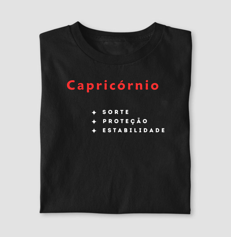 Camiseta Capricórnio — Sorte • Proteção • Estabilidade