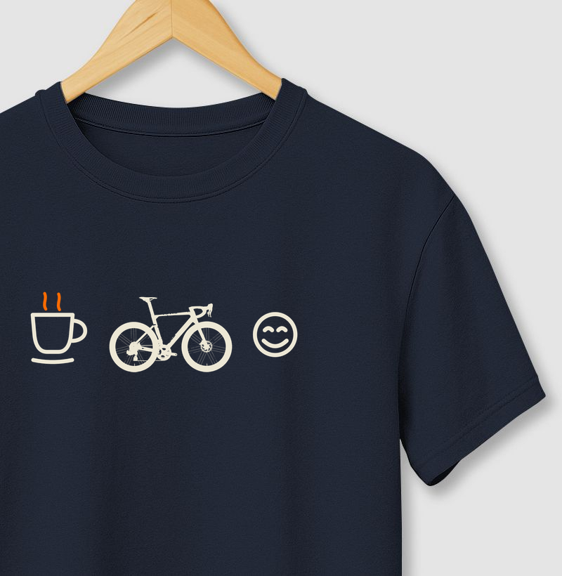 Camiseta Café, Bike e Feliz — Road