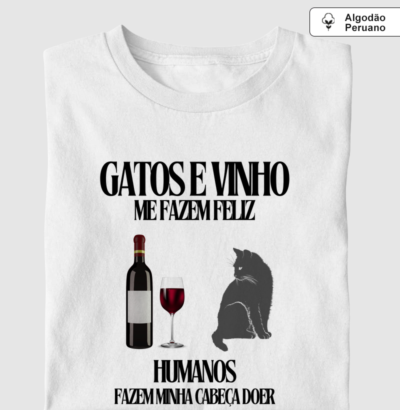 Camiseta Gatos e Vinho