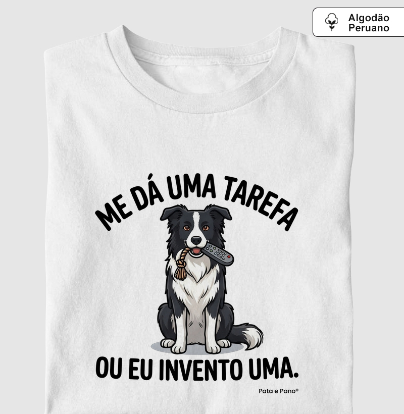 CAMISETA ALGODÃO PERUANO BORDER COLLIE TAREFA - Camiseta Algodão Peruano