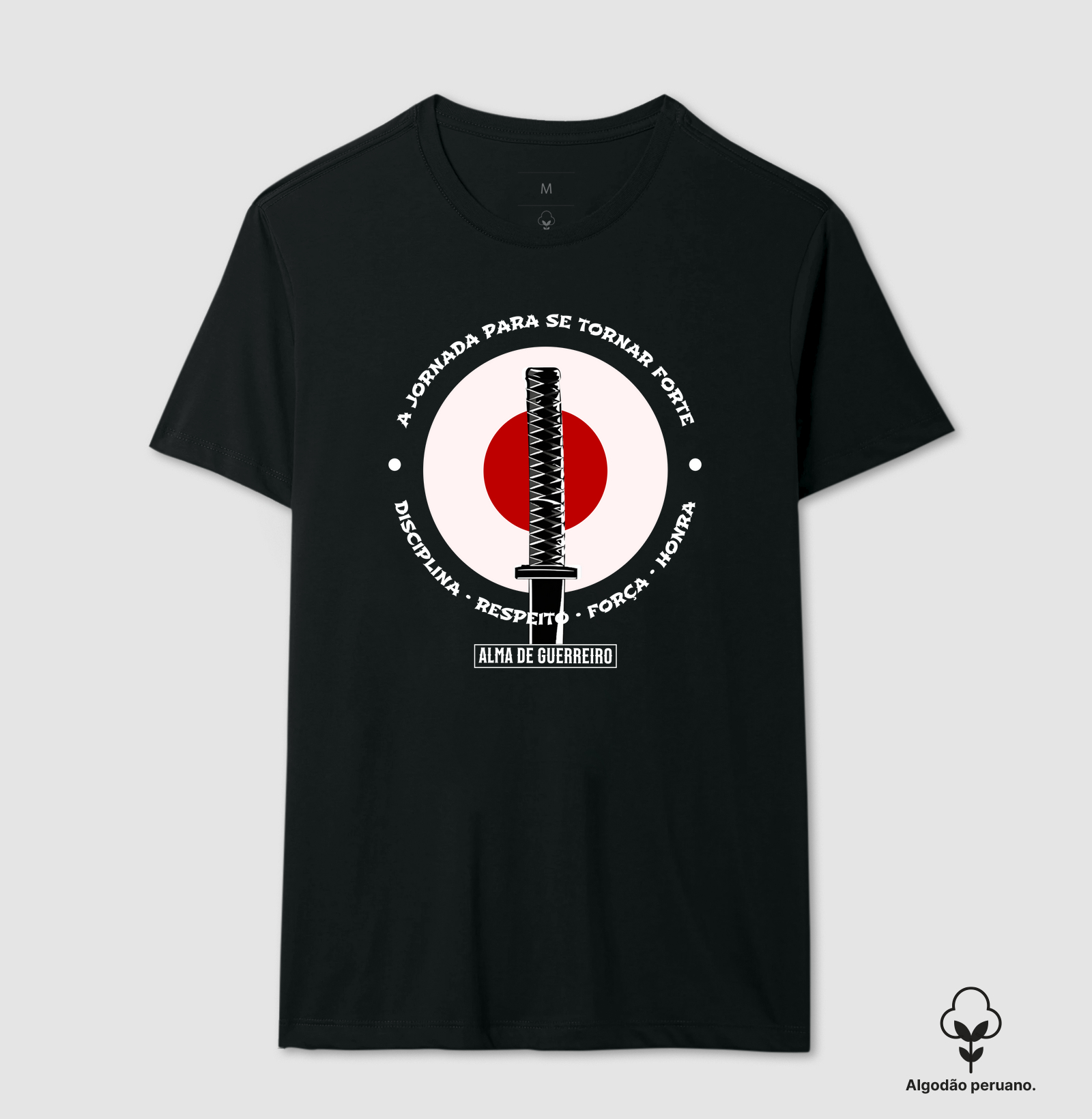 Camiseta Algodão Peruano Alma de Guerreiro Samurai Katana