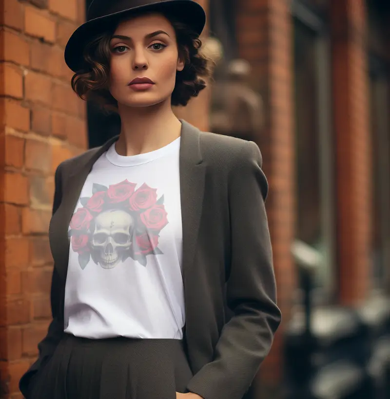 Baby Look Skull and Roses