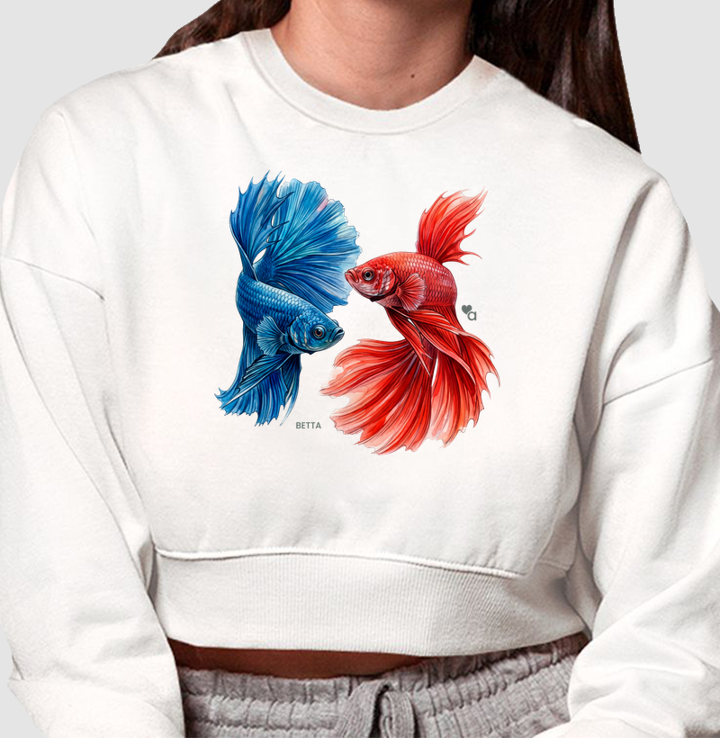 Peixes - Bettas - Moletom Cropped