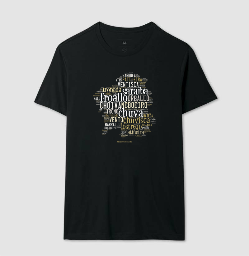 Camiseta Masculina Espanha - Nuvem de palavras
