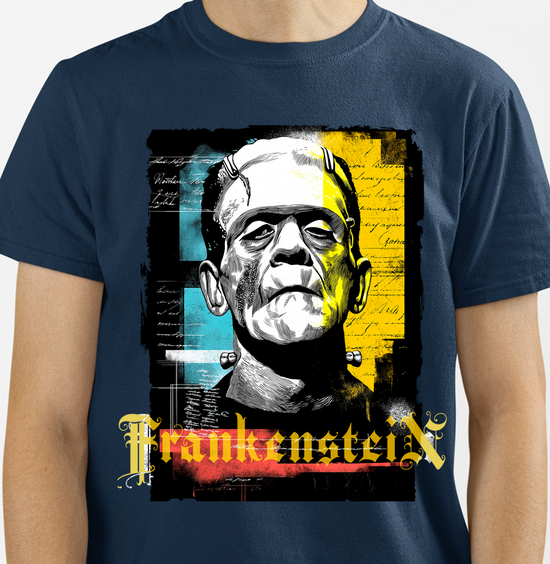 Camiseta Frankenstein - Mary Shelley & Horror Clássico | Exílio Röck - Armadura Urbana