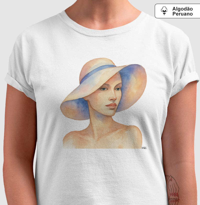Camiseta Algodão Peruano - Elegância em Aquarela